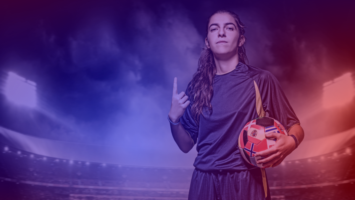 A female soccer player symbolizes examples of sports marketing campaigns linked to Euro 2025.