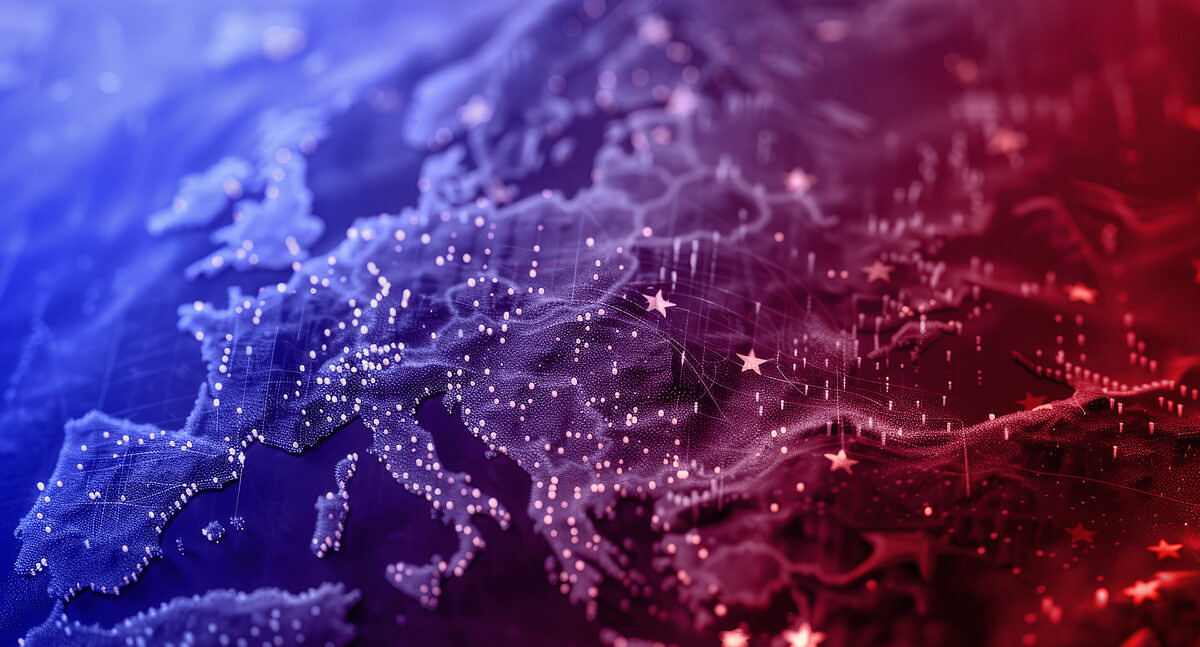 AI Act Timeline: Digitales Netzwerk über Europa