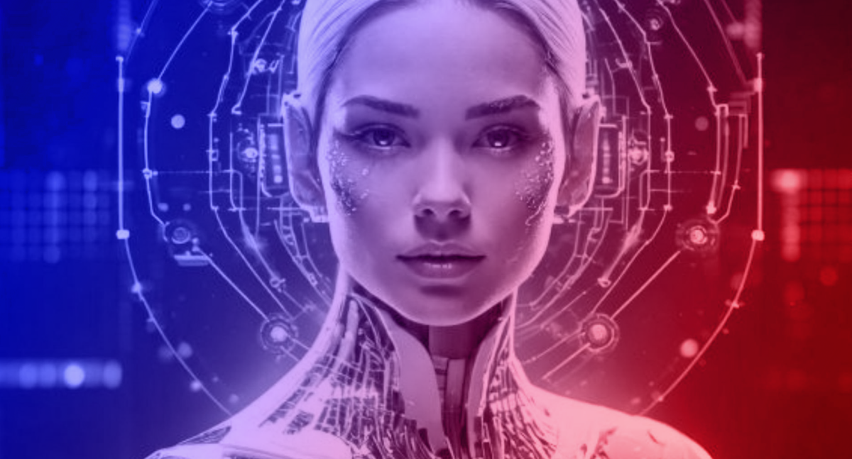 Marketing trends 2025: a futuristic digital portrait of an AI avatar representing ChatGPT.