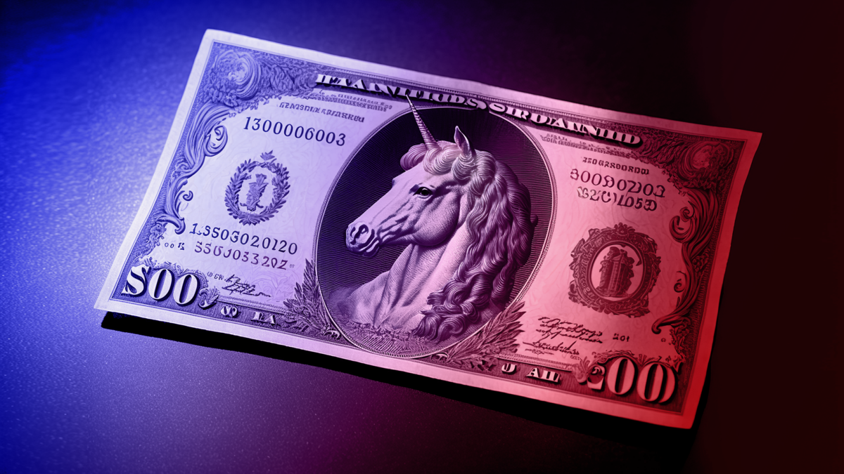 Venture capital fund: a banknote with a unicorn printed on it