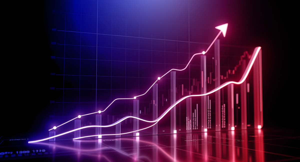 Performance branding: Two parallel arrows pointing upward to symbolize mutual growth.