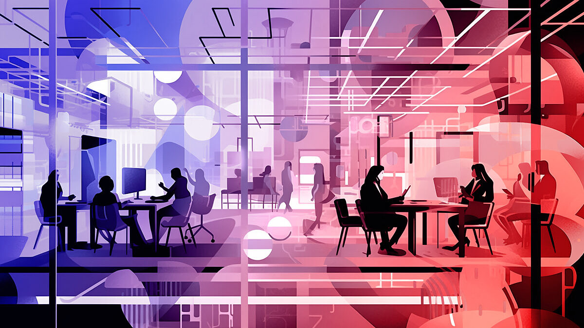 War for talent: an AI-generated open-plan office